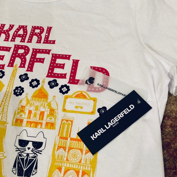 Karl Lagerfeld Crystal Embellished Tee T-Shirt - Picture 4 of 5